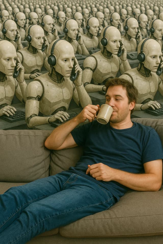 Relaxed person with AI automation